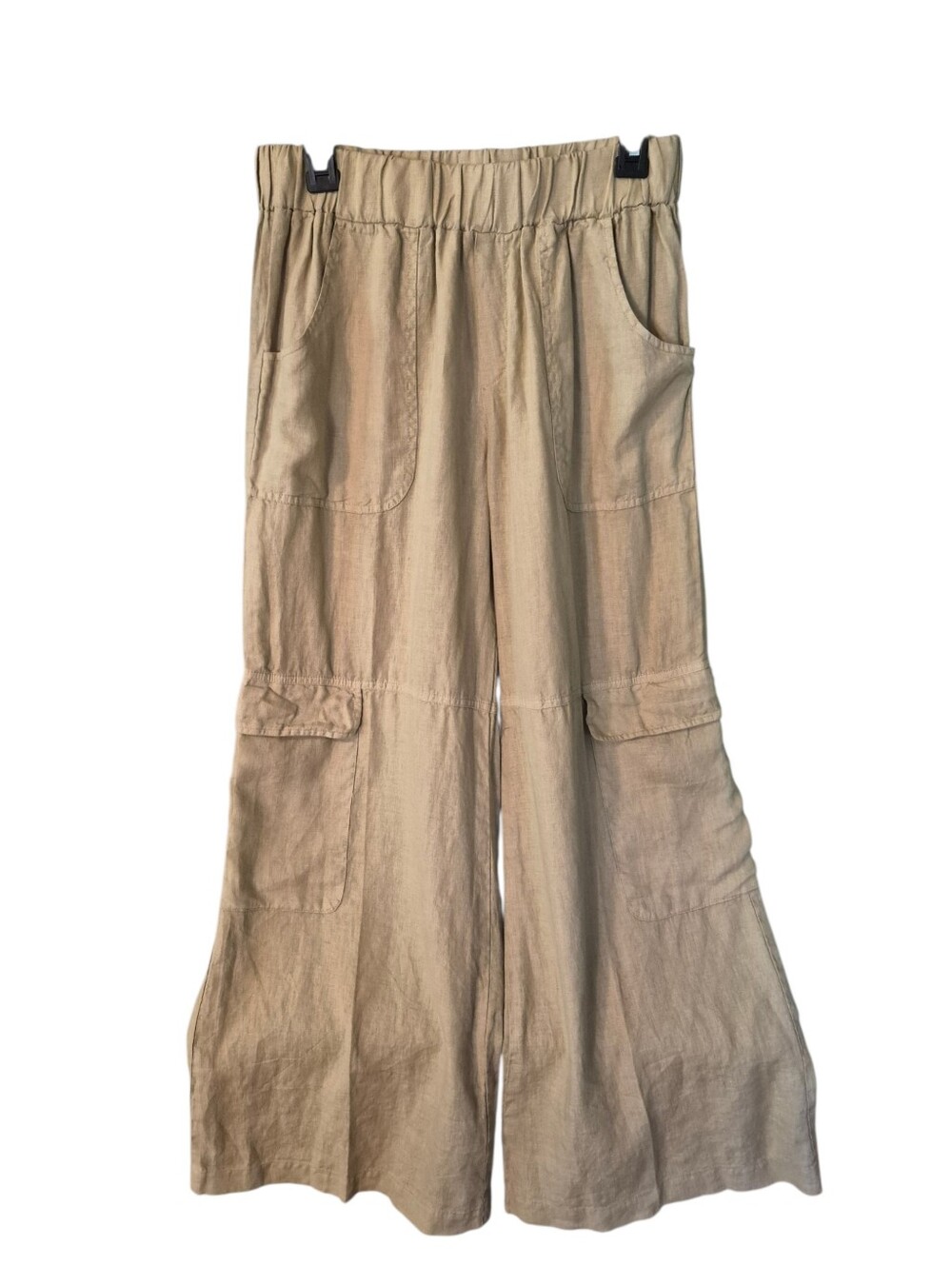 Luna Luz 100% Linen Wide Leg Cargo Pants- S.         L4